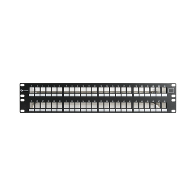Patch Panel UTP Keystone de 48 Puertos Modular (Vacío), Plano, 2UR, Compatible con Jacks Keystone UTP Z-MAX y MAX