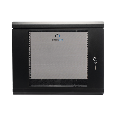 Gabinete de Pared de 9U con Puerta de Cristal Templado, 455 mm de Profundidad, Rack de 19, Acero Reforzado Color Negro.