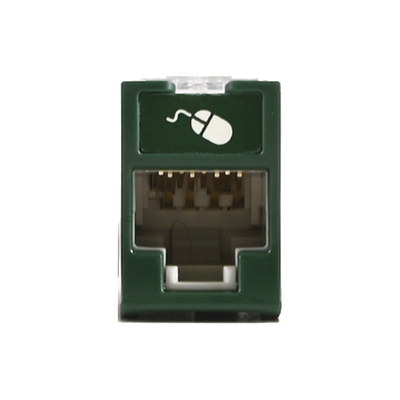 Jack Ultramax Cat6, UTP, Montaje Híbrido en Placa de Pared (Plano y Angulado), Color Verde, Punch Down