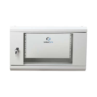 Gabinete de Pared de 6U con Puerta de Cristal Templado, 455 mm de Profundidad Total, Rack de 19, Acero Reforzado Color Gris Mate