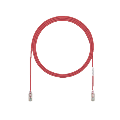 Cable de Parcheo UTP Cat6A, CM/LSZH, Diámetro Reducido (28AWG), Color Rojo, 15.24 Metros (50 Pies)