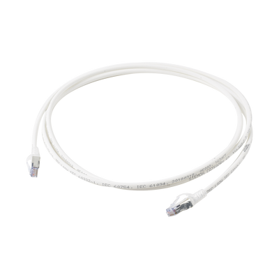 Patch Cord Skinny Cat6A Blindado S/FTP, 2.13 Metros (7 Pies), Diámetro Reducido 28 AWG, Color Blanco