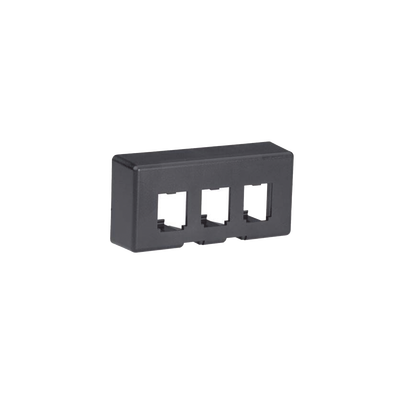 Placa de Mobiliario Modular Estándar, Salidas Para 3 Puertos Mini-Com, Color Negro