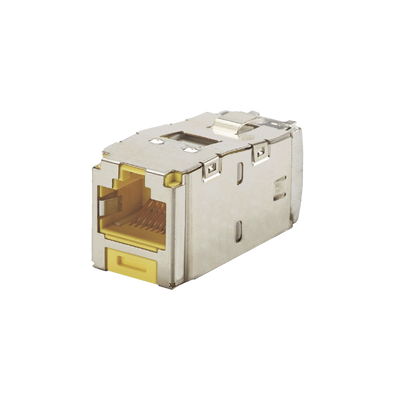Conector Jack RJ45 Blindado, Estilo TG, Mini-Com, Categoría 6A, de 8 Posiciones y 8 Cables, Color Amarillo