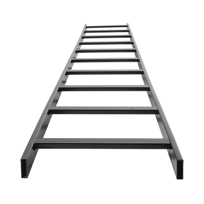 Escalera Tubular de 1.5 de Peralte y 12 de Ancho y 3.05 Metros de Largo, Pintura Epóxica Color Negro, Ideal Para Utilizarse en Centros de Datos o Cuartos de Telecomunicacionesl, incluye Coples y Tornillería