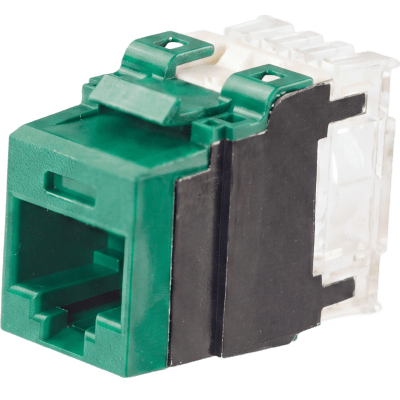 Conector Jack Estilo 110 (de Impacto), Tipo Keystone, Categoría 6A, de 8 Posiciones y 8 Cables, Color Verde