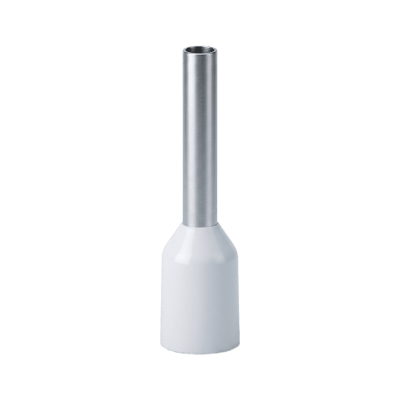 Conector Ferrule | 22AWG | 0.5mm² | Conductor Latón Estañado | Aislamiento PVC Blanco | 25 Piezas por Bolsa