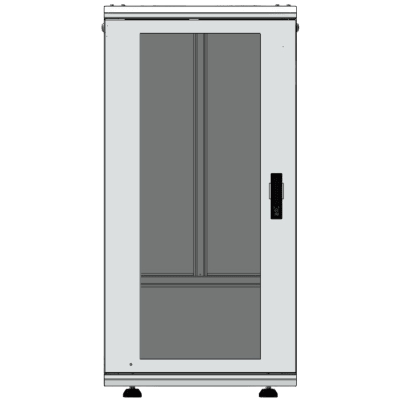 Gabinete Rack 24 Unidades / 19 Pulgadas / Puerta de Cristal / Piso / Acero Calibres 16-18-20 / 750 Kg Carga / 600x605x1190 mm (23.6x23.8x46.9 in) / Vidrio con Cerradura