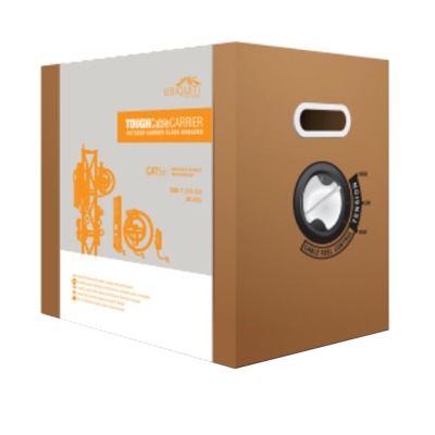 Bobina de Cable de 305 Metros (1000 Pies), Cat5e Exterior Blindado Carrier Class Color Negro, Cable de Drenado para Descargas Electrostáticas, Divisor Anti-Crosstalk y Blindaje Secundario
