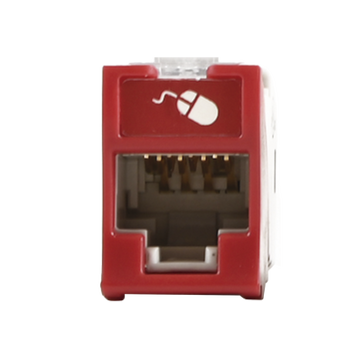 Jack Ultramax Cat5e, UTP, Montaje Híbrido en Placa de Pared (Plano y Angulado), Color Rojo, Punch Down