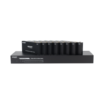 Splitter mas Extensor de Video | 1x8 | ProAV | HDBaseT™ | 120m en 4K@60Hz | 150m en 1080p@60Hz | Cat6/6a/7 | Gestión Avanzada EDID | Control IR y RS232 | PoC | Salida de Audio