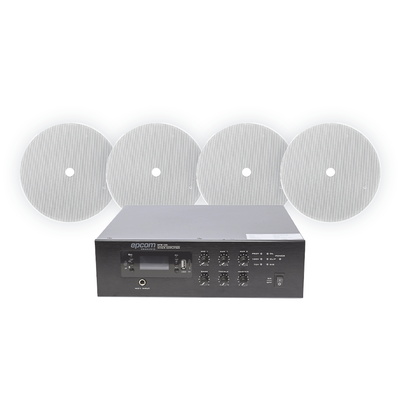 KIT de Amplificador de 120W para Escritorio | 4 Altavoces 6 | Montaje en Techo | 20W | 70/100V