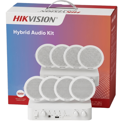 Kit de amplificador con bluetooth | 4 altavoces para plafón | Sistema 100V | 2 Canales con Control de volumen Independiente | Música Ambiental