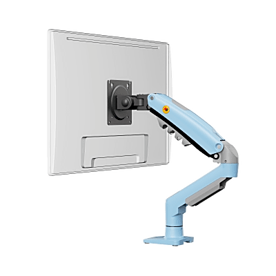 Brazo Ajustable para Monitor Ergonómico / Compatible con Monitores de 17 - 30 / Capacidad de Peso hasta 9 kg / Rotación 360° / Inclinación +85° a -30° / Giro 180° / Ajuste de Resorte de Gas / Color Azul