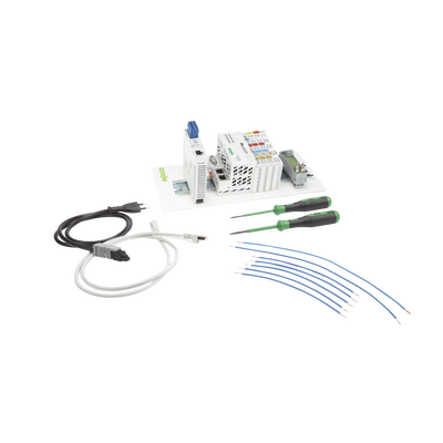 Starter Kit Linux / Controlador PFC200 2da Generación / 2 x Ethernet / RS-232/RS-485 / e!COCKPIT / e!RUNTIME / Módulos Digitales I/O / Fuente 24V DC