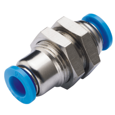 Accesorio de Inserción Neumática / Unión de Mamparo / Diámetro Exterior del Tubo 12 mm / Para Sistemas Neumáticos Industriales