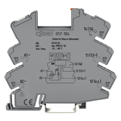 Zócalo de Relé / 24 V AC/DC / 6 A / 250 VAC / Push-in CAGE CLAMP® / Carril DIN-35 / IP20 / LED Amarillo