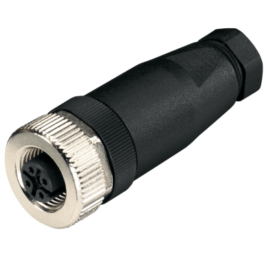 Conector Hembra M12 Axial / 5 Polos / Codificación A / IP67 / Tecnología de Conexión con Clema / Material PA / Contactos Dorados