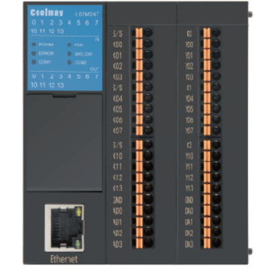 PLC Controlador Lógico Programable / CPU Dual 32-bit / 12 Entradas Digitales / 12 Salidas Transistor / 4 Entradas Analógicas / 4 Salidas Analógicas / Ethernet + CAN + RS485 / Control de Movimiento 200KHz / Expansión 31 M&oa