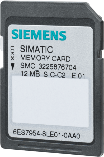 Tarjeta de Memoria SIMATIC S7 / Flash-EPROM 4 MB / 3.3V / Para CPU S7-1x00 y SINAMICS / 500000 Ciclos Escritura/Borrado / Retención Datos 10 Años / Aplicaciones Marítimas