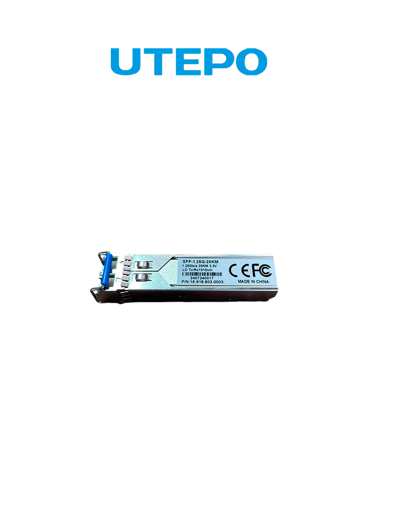 UTEPO SFP125G20KM - Transceptor de fibra óptica SFP monomodo, con conector LC, velocidad de 1250 Mbps y alcance de hasta 20 km de conexión