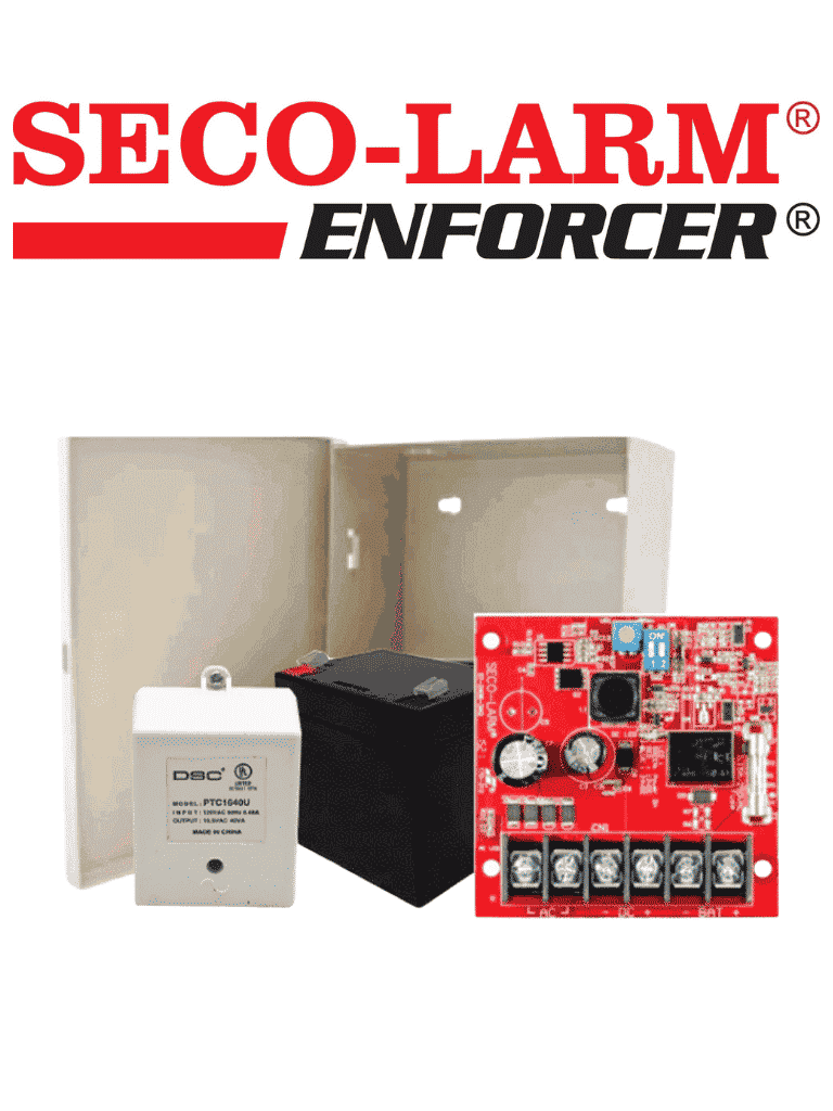 Seco-Larm Kit Fuente De Poder 2 - Kit De Poder Contiene 1 Fuente De Poder De 2.5 Amp, Bateria De Respaldo, Transformador Y Gabinete
