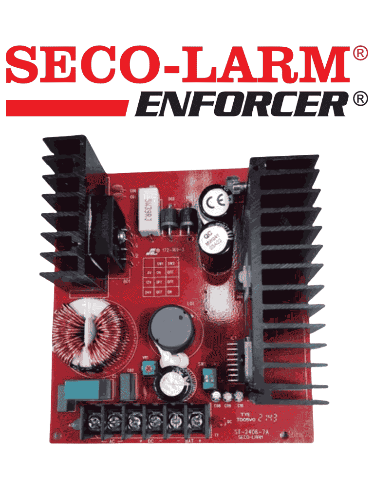 Seco-Larm ST24067AQ-  Fuente de Poder con Cargador Batería 7 Amp 6/12/24 VCD