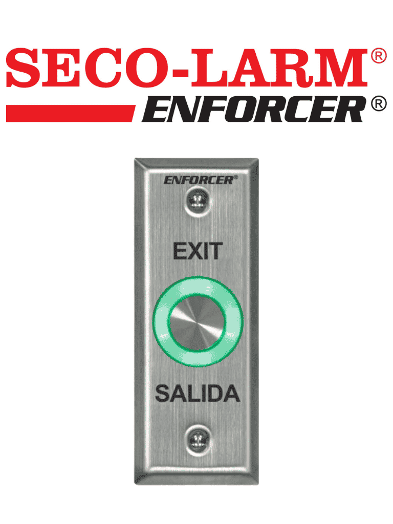 Seco-Larm SD6176SS1Q - Botón de salida piezoeléctrico de acero inoxidable IP 65 con Luz LED verde / Salidas NO y NC