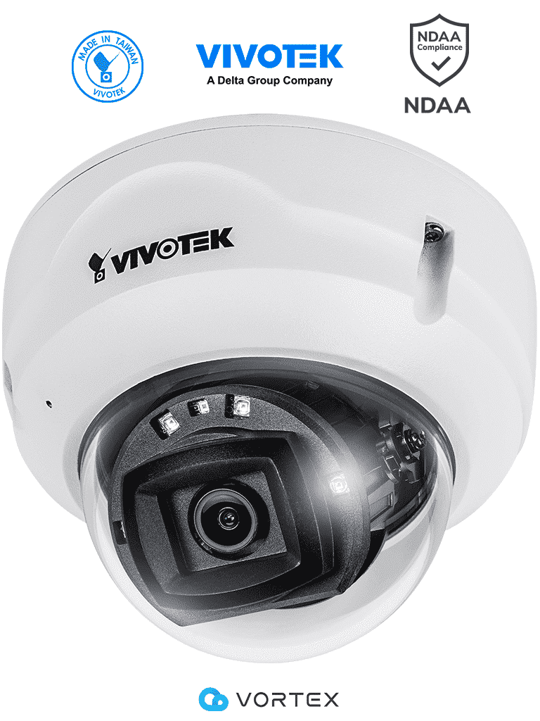 VIVOTEK FD839-EHV - Camara IP VORTEX Essential Series Domo Exterior 5 MP, Lente Fijo 2.8mm, Microfono Integrado, IR 30 mts, WDR Pro, IP66, IK10, NDAA, Almacenamiento Interno 256GB