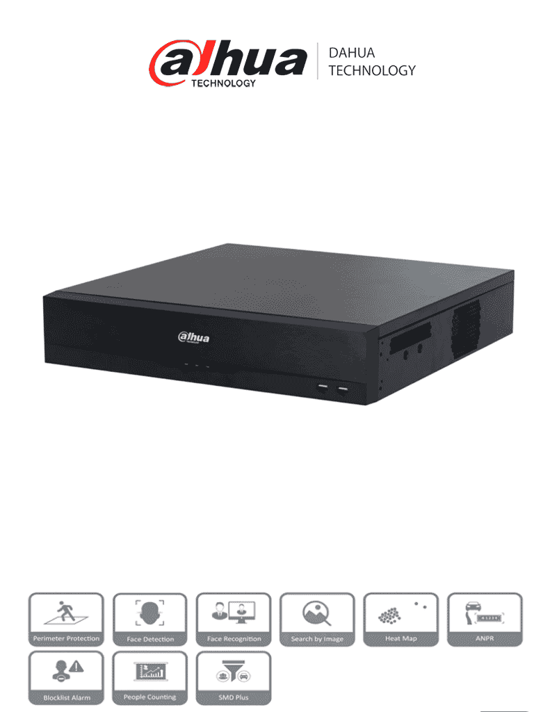 DAHUA DHI-NVR5816-EI NVR IP WizSense de 16 canales 2MP/ 2U 8HDD/ AcuPick/ H.265+/ 384 Mbps/ Admite Raid0/1/5/6/10/  Face Detection/ Face Recognition/ Protección Perimetral/ SMD plus/ Soporta IA por cámara