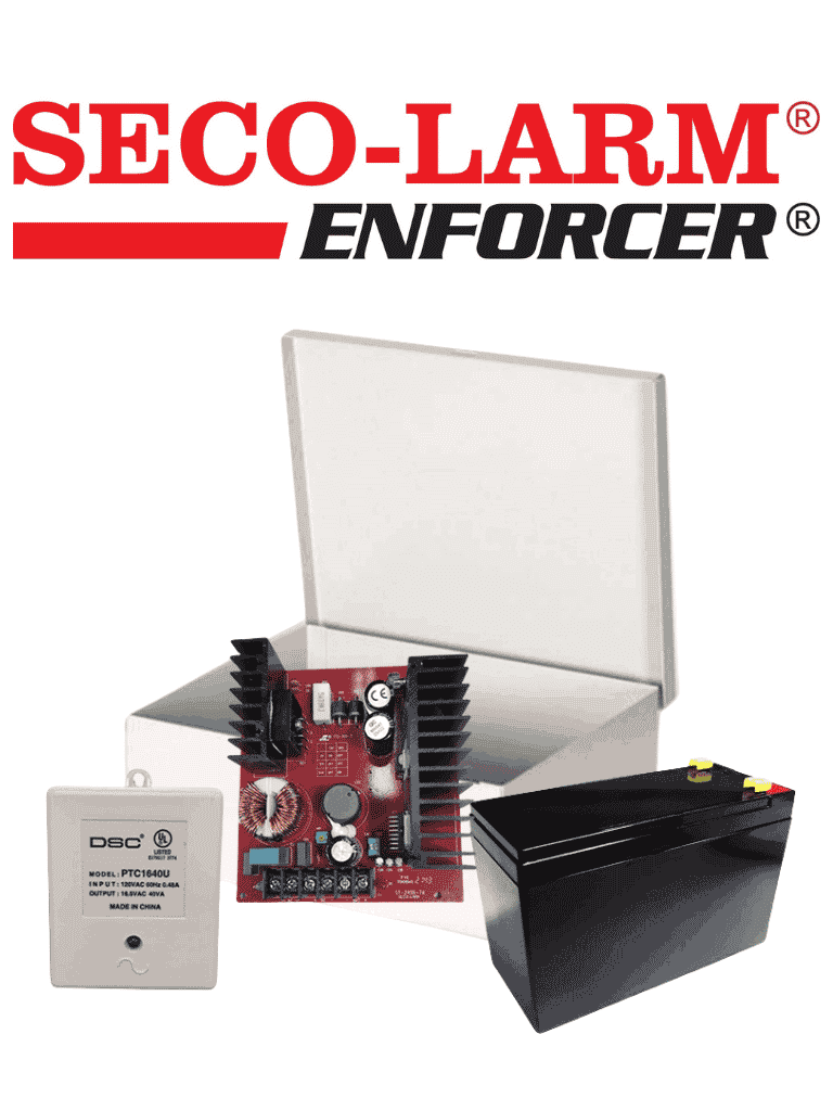 Seco-Larm Kit Fuente De Poder 7 - Kit De Poder Contiene 1 Fuente De Poder De 7 Amp, Bateria De Respaldo 7 amperes, Transformador Y Gabinete