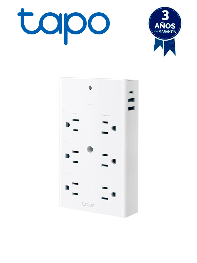 TP-LINK TAPO P306 - Multicontacto de 6 contactos WiFi para exterior , equipado con 1 puerto USB-C (PD) y 2 puertos USB-A (QC3.0), que brindan hasta 18 W de potencia ,  Control remoto con APP TAPO , Compatible con Alexa, Google Home y Apple Home.