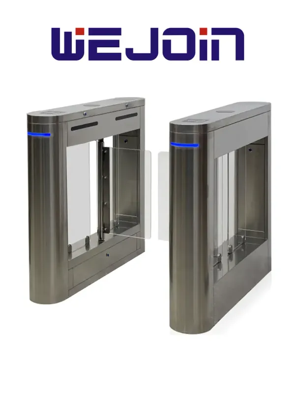 WEJOIN WJTBH101BLSP - Barreras Peatonal Tipo Swing Barrier con Aletas de Acrílico pase Bidireccional Compatible con Control de Acceso 3 Millones de Ciclos pase 25-35 Personas por minuto