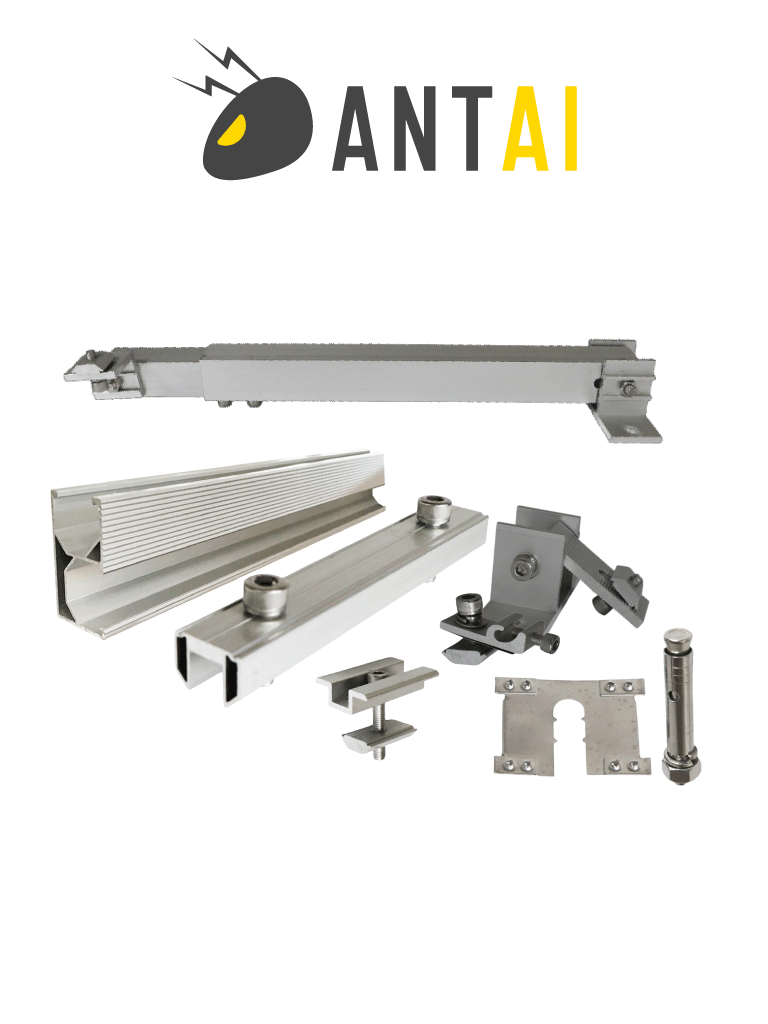 ANTAI STFLTRF- 4 MODULOS - Kit de montaje para 4 módulos solares con inclinación de 15º a 30º en vertical / Para 4 paneles no incluidos