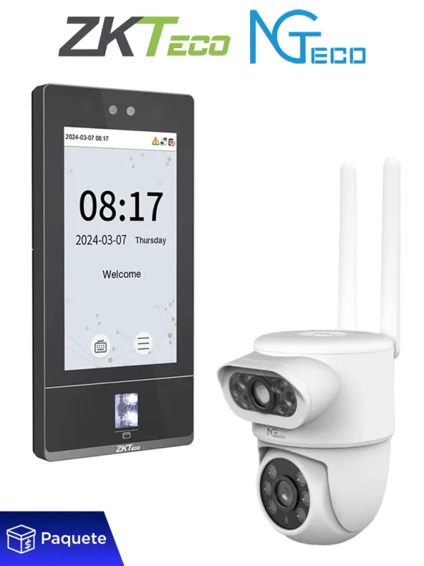 ZKTECO – SenseFace 7A + Cámara gratis Control de acceso y asistencia para 10,000 rostros / 10,000 huellas / Cámara IP 4 MP Ngteco / 50,000 tarjetas de 125kHz / TCP/IP / IP65 / 1 Relevador / Compatible con Software Gratuito ZKBio Zlink