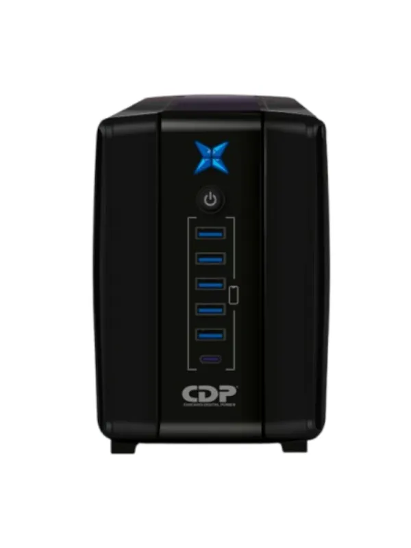 CDP R-UPR758 - UPS Interactivo de 750VA / 375W con 8 terminales de salida: 4 con respaldo y 4 con supresión de picos. Incluye batería de 12V 7AH, libre de mantenimiento.