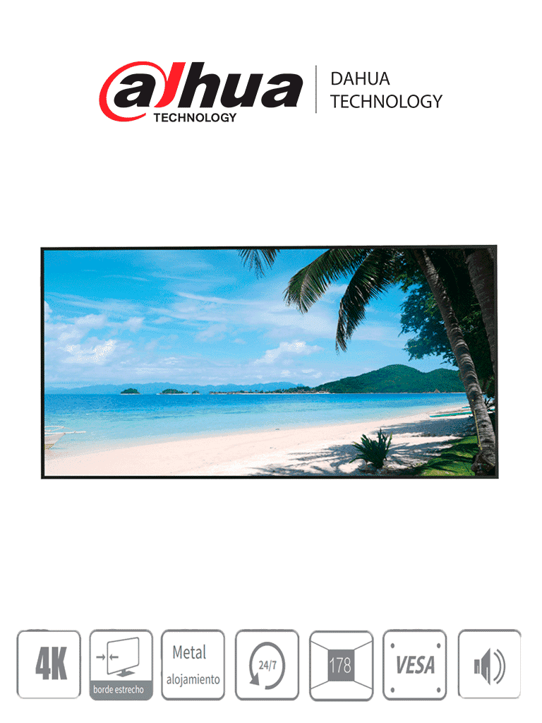 DAHUA LM55S400 - Pantalla 4K 55 pulgadas / Profesional para CCTV / Ultra  HD / Panel nivel industrial / 24/7 / Brillo 450 NITS / 6MS / Carcasa de metal