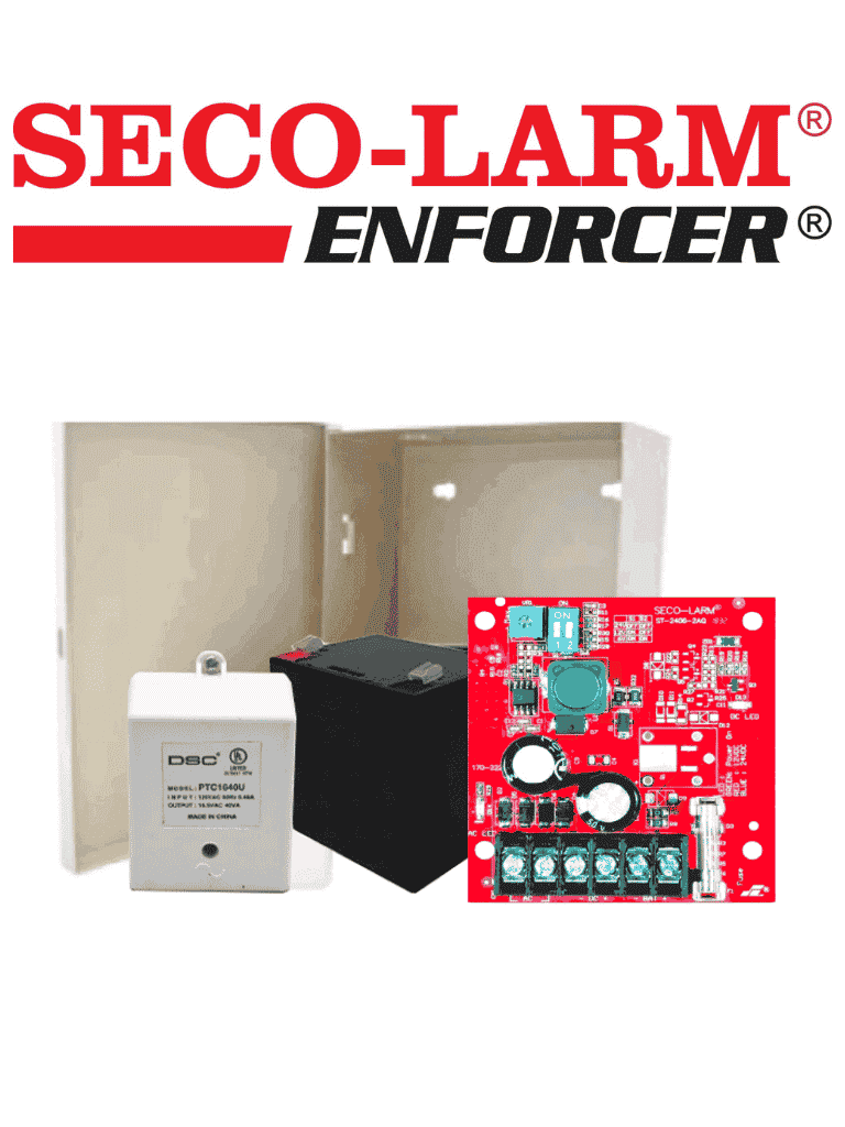 Seco-Larm Kit Fuente De Poder 1 - Kit De Poder Contiene 1 Fuente De Poder De 1.5 Amp, Batería De Respaldo, Transformador Y Gabinete