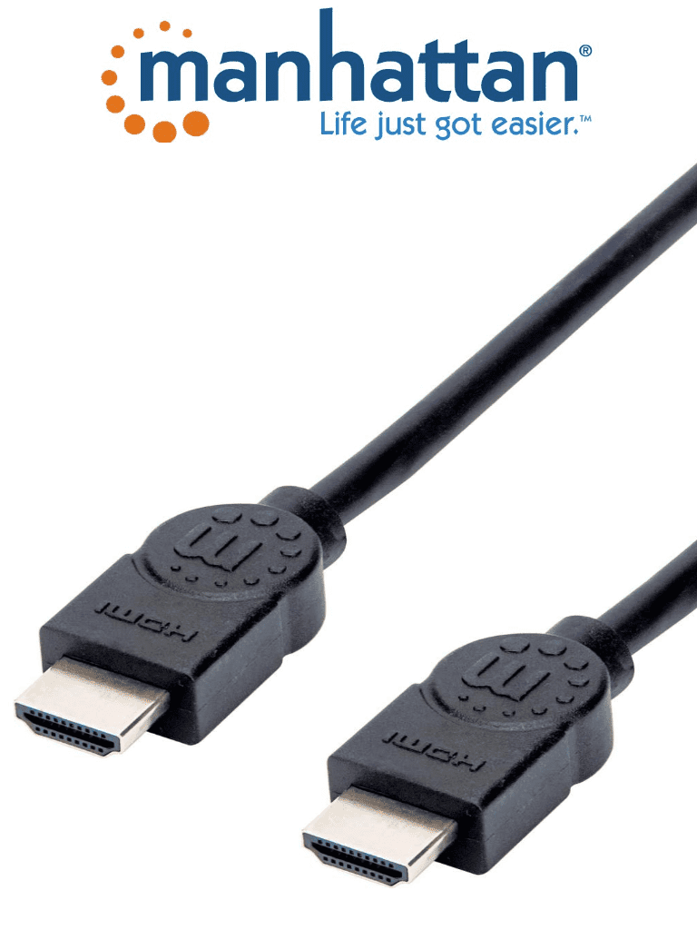 MANHATTAN 355308- Cable HDMI de Alta Velocidad de 1.5 metros/ Resolución 4k@30Hz/ Soprota 3D/ Diseño Resistente al Enredo/ HDMI Macho a Macho/ Soporta Canal de Retorno de Audio (ARC)/ Blindado para Reducir Interferencia/