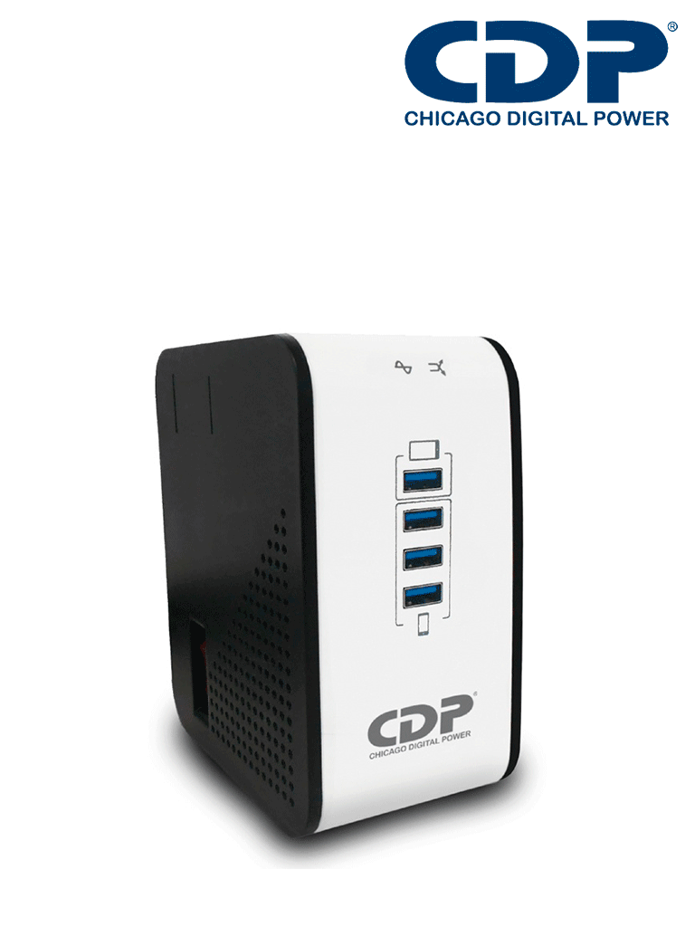 CDP R2CU-AVR1008 - Regulador de Voltaje de Escritorio / NEMA 5-15 / 1000VA / 500W / 8 tomas de salida / 1 Toma para carga de tablet / 3 Tomas para carga de smartphone