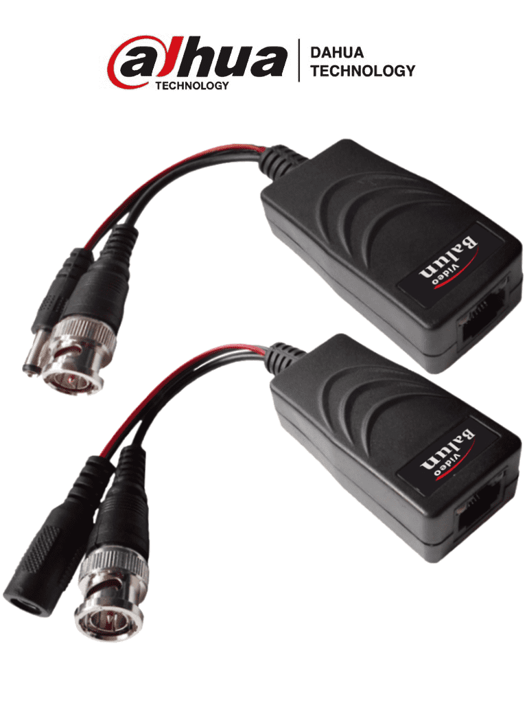 DAHUA PFM802 - Par de Transceptores Pasivos de Hasta 4 Megapíxeles para Video y Energía/ Distancia de Hasta 150 Metros/ Voltaje de Entrada de 12-15V DC/ Cableado por RJ-45/ Conectores BNC y de Energía/ Soporta: HDCVI/TVI/AHD/CVBS/