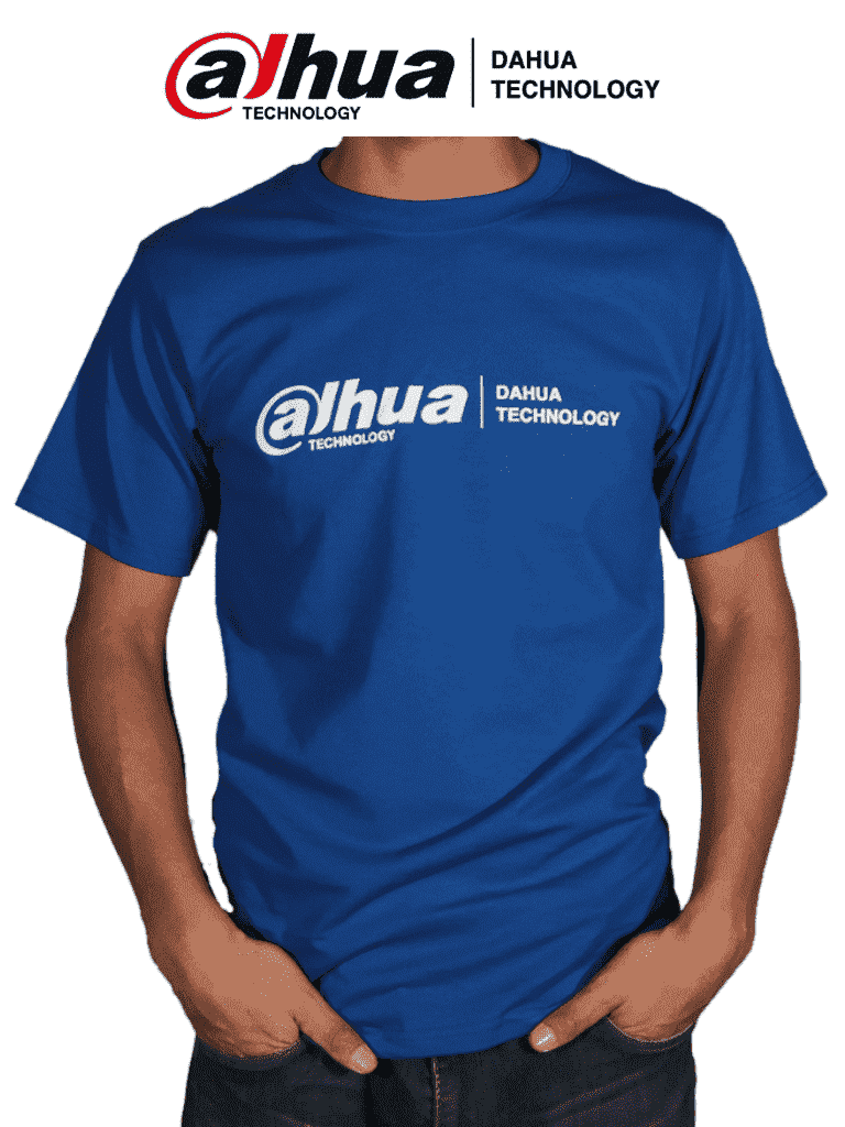 TVC MATPRO008 - Playera Azul  Cuello Redondo con Logotipo Marca Dahua/ Talla Mediana/ Promocional
