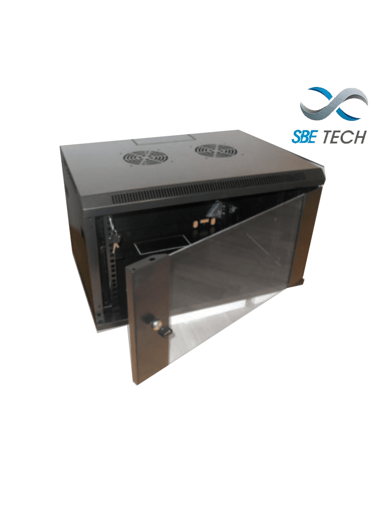 SBE TECH SBE-GNLPAR19X4UR Gabinete de pared 4UR/ 60.0 cm de ancho/ 45.0 cm  de profundidad Puerta delantera de cristal templado/ Cerradura y llaves