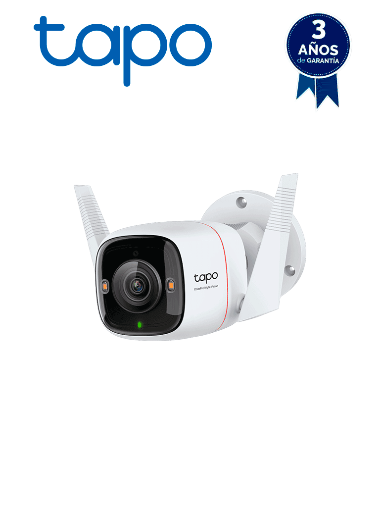 TP-LINK - TAPO C325WB - Cámara WIFI para exterior, 2K, Color Pro 24/7, Lente Super Apertura F1.0 , Detección persona, animal y Vehículo, soporta 512GB Micro SD.