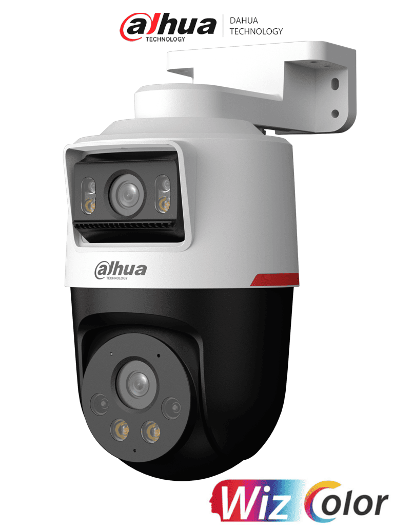 DAHUA DH-IPC-PTS2249B-E2-S-PV-PRO Cámara IP PT dual de 2MP+2MP Lente 3.6/WizColor/SMD Plus/Protección perimetral/Hasta 30m/Iluminador dual inteligente/Audio bidireccional/Disuasión activa d luz y sonido/Ranura microSD/PoE IP66
