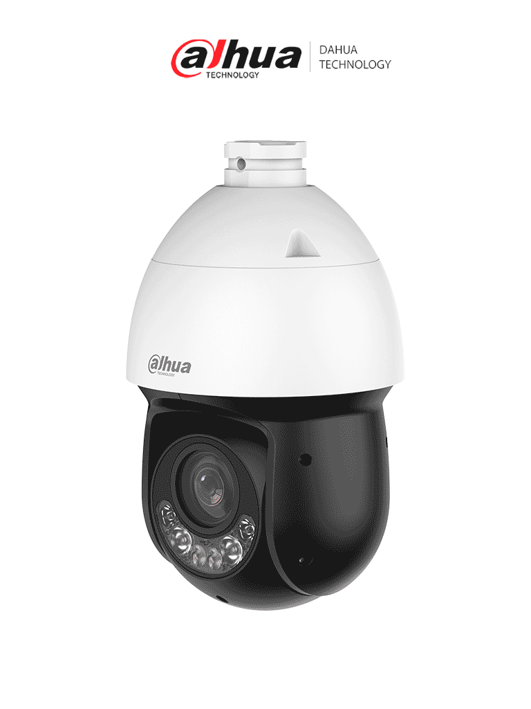 DAHUA  DH-SD4D425MB-HNR- Cámara IP PTZ de 4MP/25x/ IR 100/ 50m luz cálida/ WizSense, detección facial/ Autotracking/ AcuPick/ Protección perimetral/ Iluminador dual Inteligente/SMD 4.0, WDR real, E/S de audio y alarmas/ ranura MicroSD/ IP67/PoE/