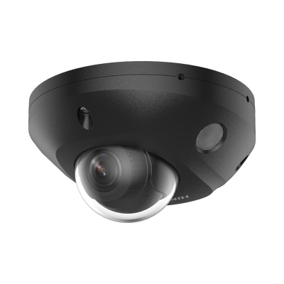 [Dual Light + 2 Micrófonos Integrados] Mini Domo IP 4 Megapixel / Color Negro / Lente 2.8 mm / 30 mts Luz Blanca + 30 mts IR / ACUSENSE / Exterior IP67 / IK08 / WDR 120 dB / PoE / ONVIF / Alarmas I/O / Micro SD / ACUSEEK