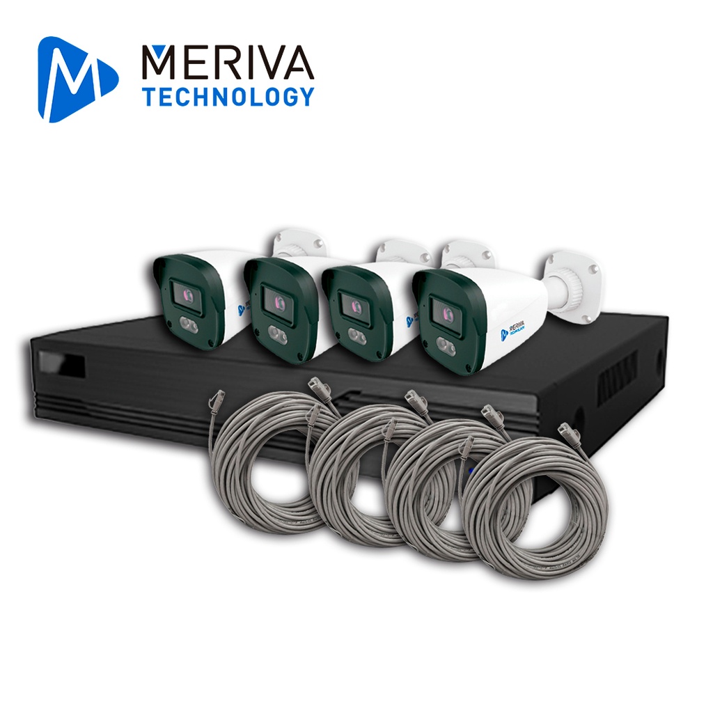 KIT DE VIDEOVIGILANCIA IP MERIVA TECHNOLOGY MKIP2MP-4B-4P 4 CÁMARAS BULLET IP MOB-203D DE 2MP LUZ DUAL CON MICROFONO INTEGRADO MIA 2.0 VIDEO ESTRUCTURADO - NVR MNVR-1744-4P CON POE INTEGRADO 4 CANALES / MIA 2.0 / LPR / ALMACENAMIENTO HASTA 10TB - 4 PATCH CORD CAT6 **NO INCLUYE HDD**SIN CAJA**