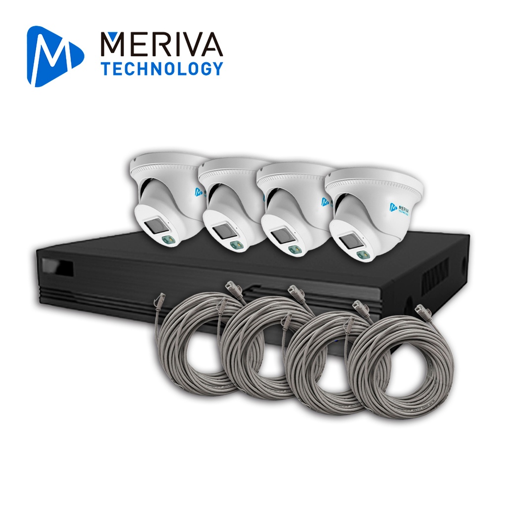 KIT DE VIDEOVIGILANCIA IP MERIVA TECHNOLOGY MKIP2MP-4T-4P 4 CÁMARAS TURRET IP MTD-203D DE 2MP LUZ DUAL CON MICROFONO INTEGRADO MIA 2.0 VIDEO ESTRUCTURADO - NVR MNVR-1744-4P CON POE INTEGRADO 4 CANALES / MIA 2.0 / LPR / ALMACENAMIENTO HASTA 10TB - 4 PATCH CORD CAT6 **NO INCLUYE HDD**SIN CAJA**