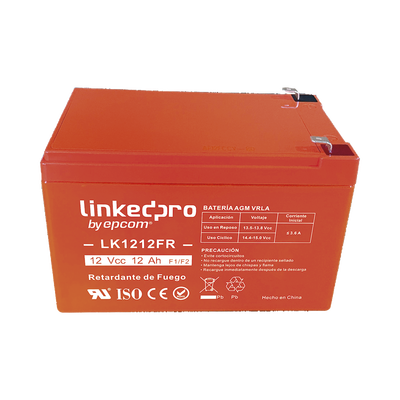 Batería de respaldo 12 V | 12 Ah | AGM | Certificada UL94-V0 Retardante a la Flama | Especial para Seguridad Electrónica | UPS | Sistemas de Emergencia | Vida útil 5 años | Terminales F1 + Adaptador F2